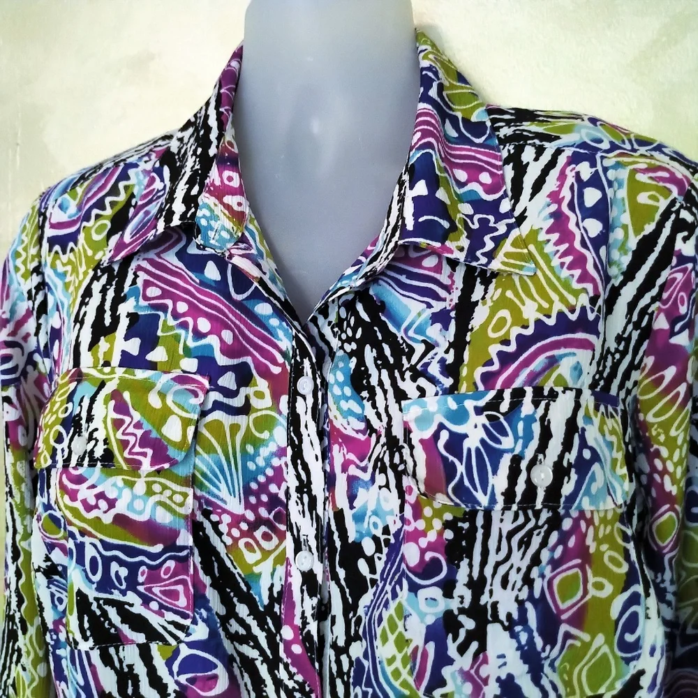 Kim Rogers Roll Sleeve Blouse Like New 2X - Picture 2 of 5